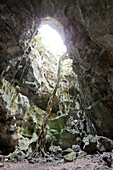 Tourist inside San Gabriel Limestone Cave, Los Haitises National Park, Dominican Republic