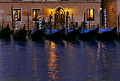 Gondolas in front of a house,  Canal Grande, Venice, Italy