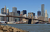 Skyline of Manhattan, Brooklyn Bridge, New York City, New York, USA