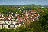 Blick auf die Stadt Schwäbisch Hall im Sonnenlicht, Hohenloher Land, Baden-Württemberg, Deutschland, Europa