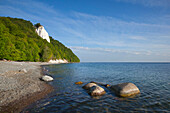 View of the chalk cliff Koenigstuhl, Jasmund Natinal Park, Ruegen island, Baltic Sea, Mecklenburg-West Pomerania, Germany, Europe