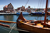 Ships at the harbour, Wismar, Baltic Sea, Mecklenburg Western-Pomerania, Germany