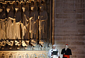 France, Paris, Notre Dame cathedral, pope Benedict 16 speaking