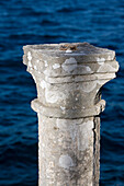 Croatia, Mljet island, islet of St Mary, monastery, culumn, detail