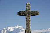 France, Saint-Gervais, Cross facing Mont Blanc