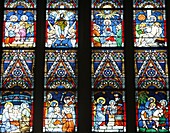 Hongrie, Budapest, Stained glass in Mathias church by Bertelan Szekely et Karoly Lotz : life of Jesus