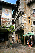 France, Rhone-Alpes, Ain, Perouges, Tilleul square, houses from 16th century