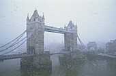 England,London,Tower Bridge in Snow Storm