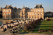 France, Paris, Luxembourg palace gardens, people