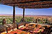 Morocco, Skoura palm grove, guesthouse terrace