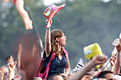 France, Brittany, Finistère, Carhaix-Plouguer, music festival audience