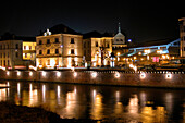 rance, Lorraine, Vosges, Epinal by night, banks of the Moselle river