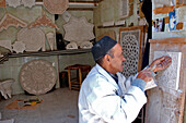Morroco, City of Marrakesh, plasterwork, souks in the Medina