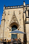 France, Aquitaine, Gironde, Bordeaux, St Pierre church and café terrace