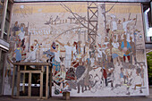Germany, Berlin, Friedrichshain, Karl-Marx Allee, Café Moskau, mosaic by Bert Heller