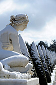 France, Ile de France, Yvelines, Versailles castle, Latone basin statue in the park in winter