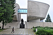 Modern building and Memorial of Slovak National Uprising, Banska Stiavnica, western Slovakia, Europe