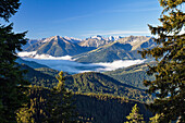 View from Blauberge mountains onto Achental Valley, Alps, Austria, Europe