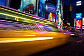 Times Square and Broadway and Taxi with motion blur, Manhattan, New York, USA