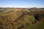 Aerial view of Gerolsteiner Land in autumn, Eifel, Rhineland Palatinate, Germany, Europe