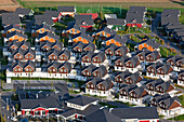 Aerial view of holiday village at the Nuerburgring, Eifel, Rhineland Palatinate, Germany, Europe