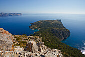 View fom the mountain Penya Rotja, Cap de Pinar, cape near Alcudia, Mallorca, Balearic Islands, Spain, Europe