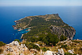 Blick vom Aussichtsberg Penya Rotja auf das Cap de Pinar, Kap bei Alcudia, Mallorca, Balearen, Spanien, Europa