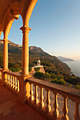 View onto coast area from Son Marroig manor, Tramuntana mountains, Mallorca, Balearic Islands, Spain, Europe