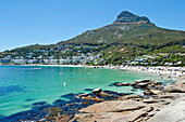 Crowded beach in the sunlight, Clifton Beach, Cape Town, South Afrika