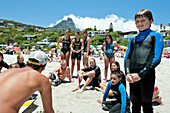 Children at a Surf school on the beach, Clifton Beach, Cape Town, South Africa