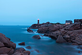 Lighthouse near Ploumanach, pink granite coast, Perros-Guirec, Cotes-d Armor, Brittany, France