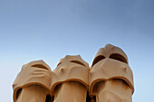 Chimneys on roof of Gaudi's Casa Mila, Barcelona, Spain