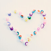 Rock candies arranged in heart shape