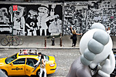 People and taxi at Meatpacking District, Chelsea, Manhattan, New York, USA, America