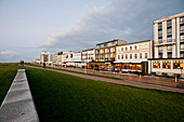 View along street Kaiserstrasse, Norderney, East Frisian Islands, Lower Saxony, Germany