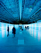Neon Rauminstallation von Dan Flavin während einer Ausstellung im The Garage, Center for Contemporary Cultur, Moskau, Russische Föderation, Russland, Europa
