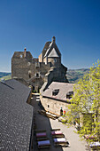 High angle view of ruins of Aggstein castle, Wachau, Lower Austria, Austria, Europe