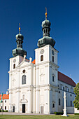 Basilica under blue sky, Frauenkirchen, Lake Neusiedl region, Burgenland, Austria, Europe