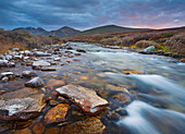 Ula river under clouded sky, Rondane National Park, Norway, Europe