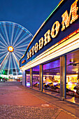Bumper car and ferris wheel in the evening, Prater, Leopoldstadt, Vienna, Austria, Europe