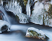 View of Mira Falls in winter, Lower Austria, Austria, Europe