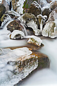 View of Mira Falls in winter, Lower Austria, Austria, Europe