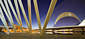 Moderne Gebäude bei Nacht, L'Agora, Ciudad de las Artes y de las Ciencias, Valencia, Spanien, Europa