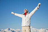 Young woman breathing fresh air