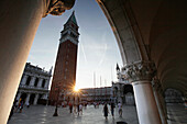 St Mark's square with Campanile di San Marco in the evening light, Piazza San Marco, Venice, Veneto, Italy