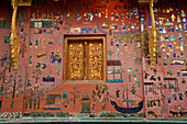 Glasmosaik an Tempel, Wat Xieng Thong, Luang Prabang, Laos, Südostasien, Asien