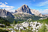 Berglandschaft im Sonnenlicht, Cortineser Dolomiten, Alto Adige, Südtirol, Italien, Europa