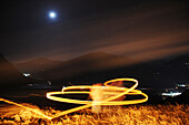 South Tyrol custom, flaming disc launching, Vinschgau, Alto Adige, South Tyrol, Italy