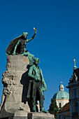The statue of France Preseren and his muse, Preseren Square, Ljubljana, Slovenia