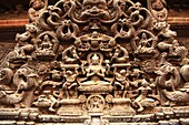 Nepal, Kathmandu, woodcarving, traditional architecture detail